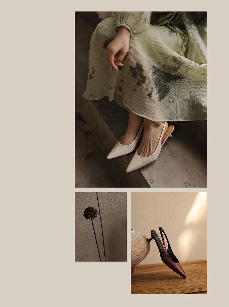 Spring/Summer Sandals, Pointed Toe, Stiletto Heel, High Heel, Open Back Fashion Women's Shoes 4-6n