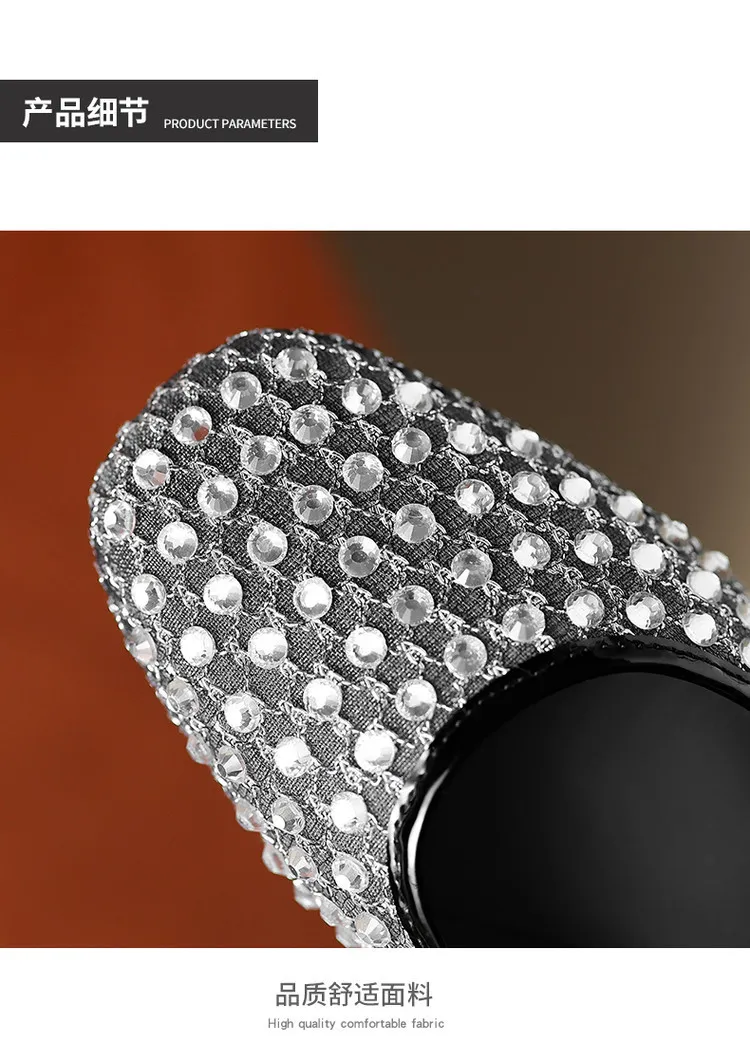 Summer square-toe chunky heel low-heel rhinestone comfortable fashion women's shoes 4-6e