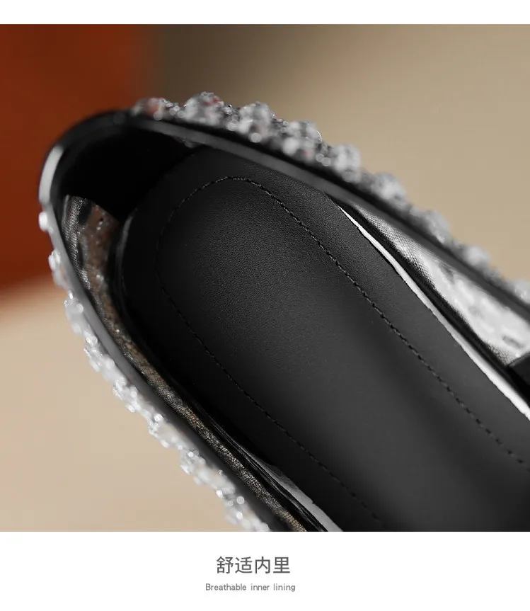 Summer square-toe chunky heel low-heel rhinestone comfortable fashion women's shoes 4-6e