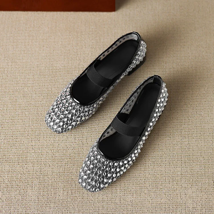 Summer square-toe chunky heel low-heel rhinestone comfortable fashion women's shoes 4-6e