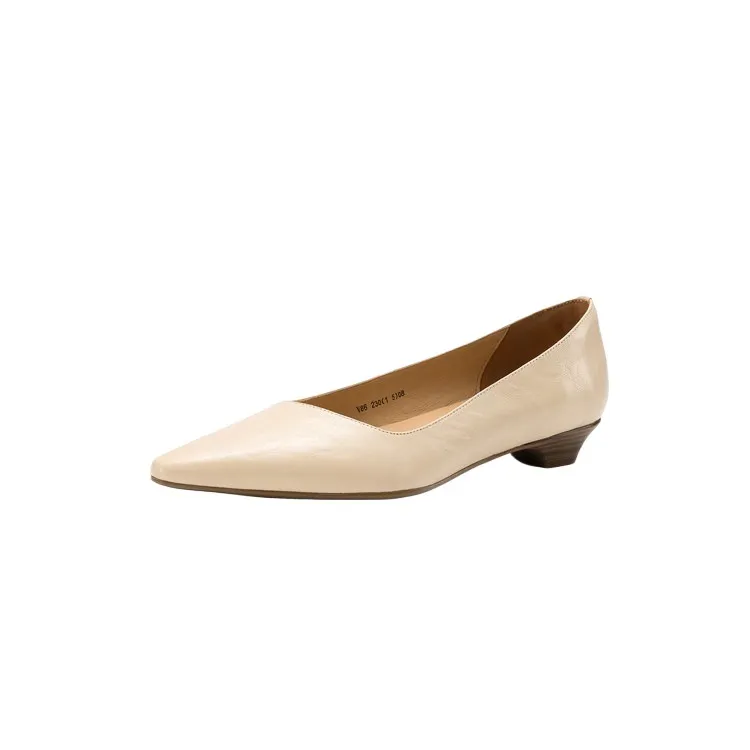 Korean style leather shoes, all inside and out, perfect for spring, summer and autumn. Pointed toe, low heel, comfortable, slimming, slanted opening. Available in 3 colors.