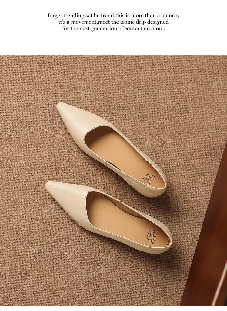 Korean style leather shoes, all inside and out, perfect for spring, summer and autumn. Pointed toe, low heel, comfortable, slimming, slanted opening. Available in 3 colors.