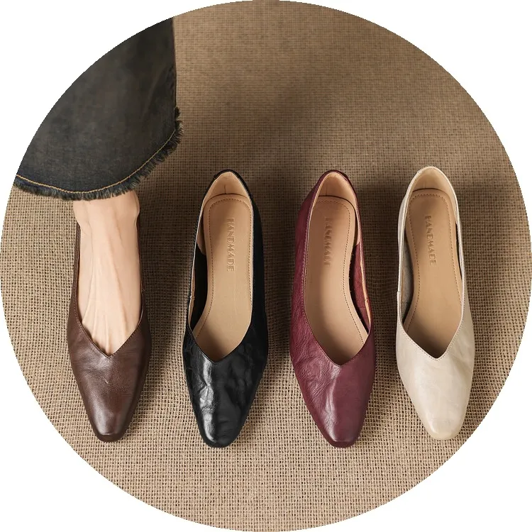 Spring single shoes, round toe, wedge heel, low heel, shallow mouth, fashion women's shoes, soft sole