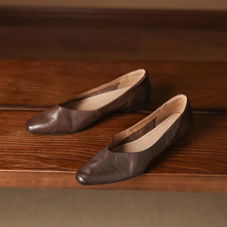 Spring single shoes, round toe, wedge heel, low heel, shallow mouth, fashion women's shoes, soft sole