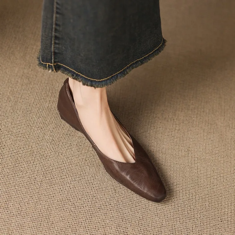 Spring single shoes, round toe, wedge heel, low heel, shallow mouth, fashion women's shoes, soft sole