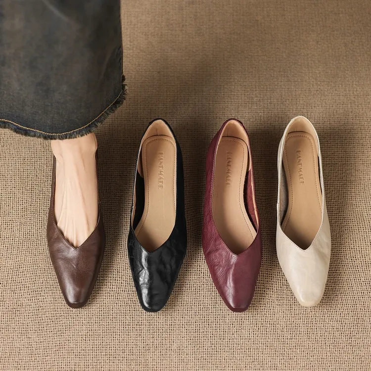 Spring single shoes, round toe, wedge heel, low heel, shallow mouth, fashion women's shoes, soft sole
