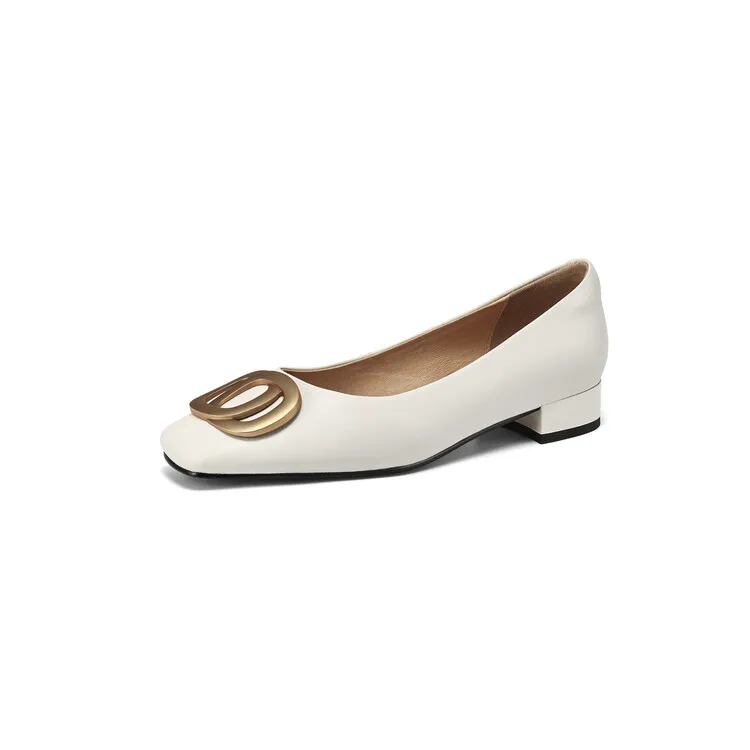 Spring square-toe chunky heel low-heel fashion leather slip-on women's shoes 4-22i