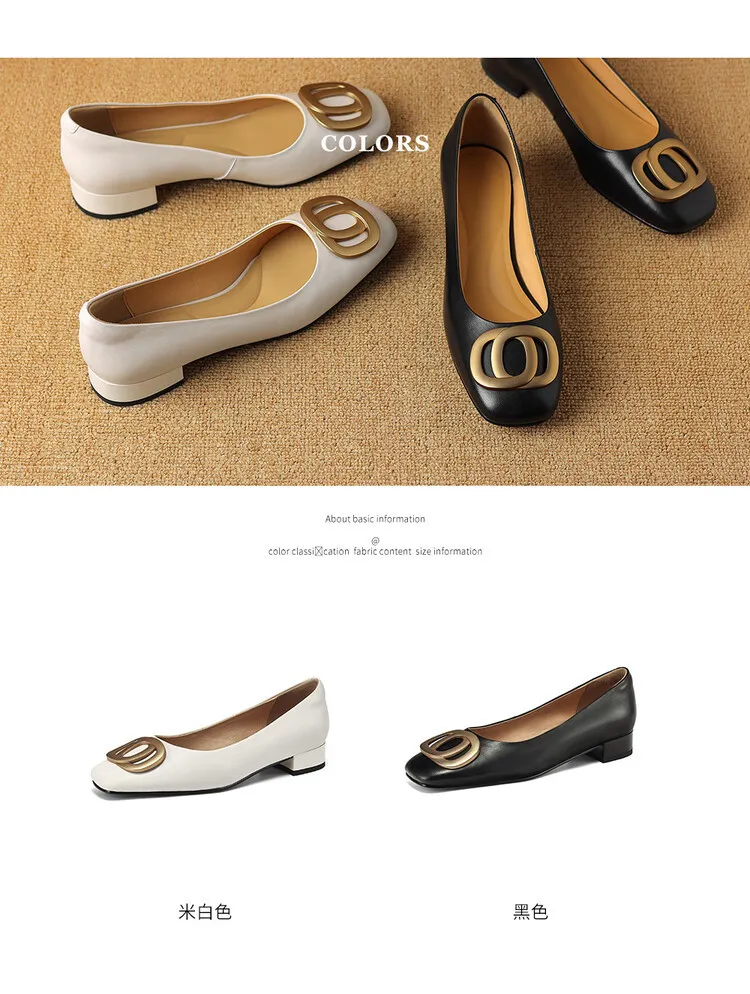 Spring square-toe chunky heel low-heel fashion leather slip-on women's shoes 4-22i