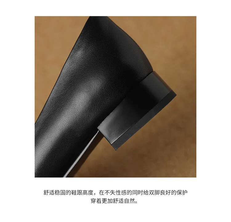 Spring square-toe chunky heel low-heel fashion leather slip-on women's shoes 4-22i