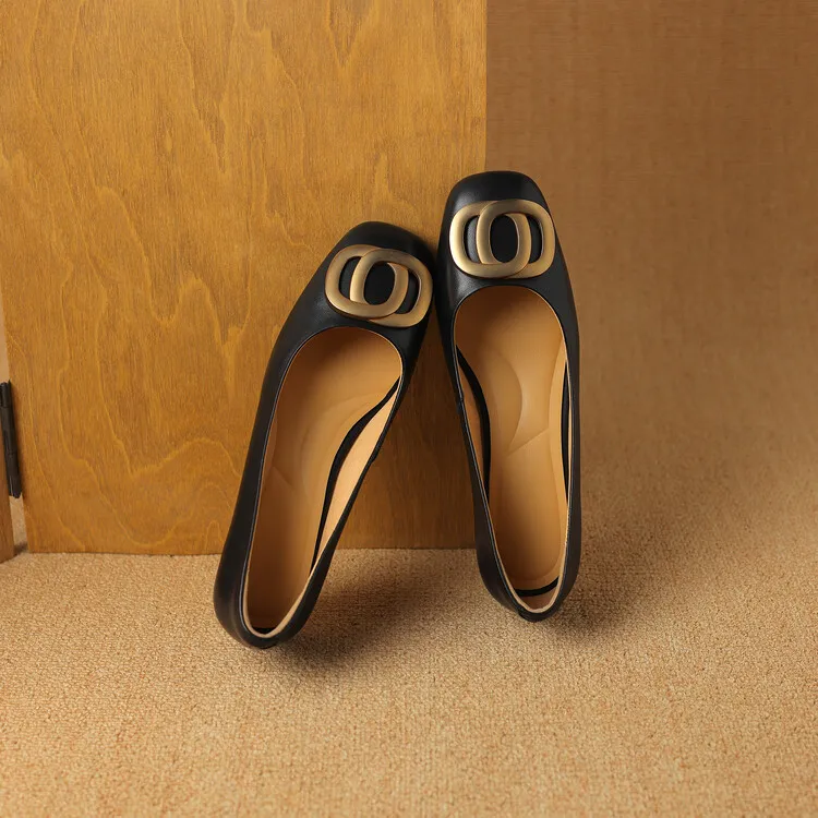 Spring square-toe chunky heel low-heel fashion leather slip-on women's shoes 4-22i
