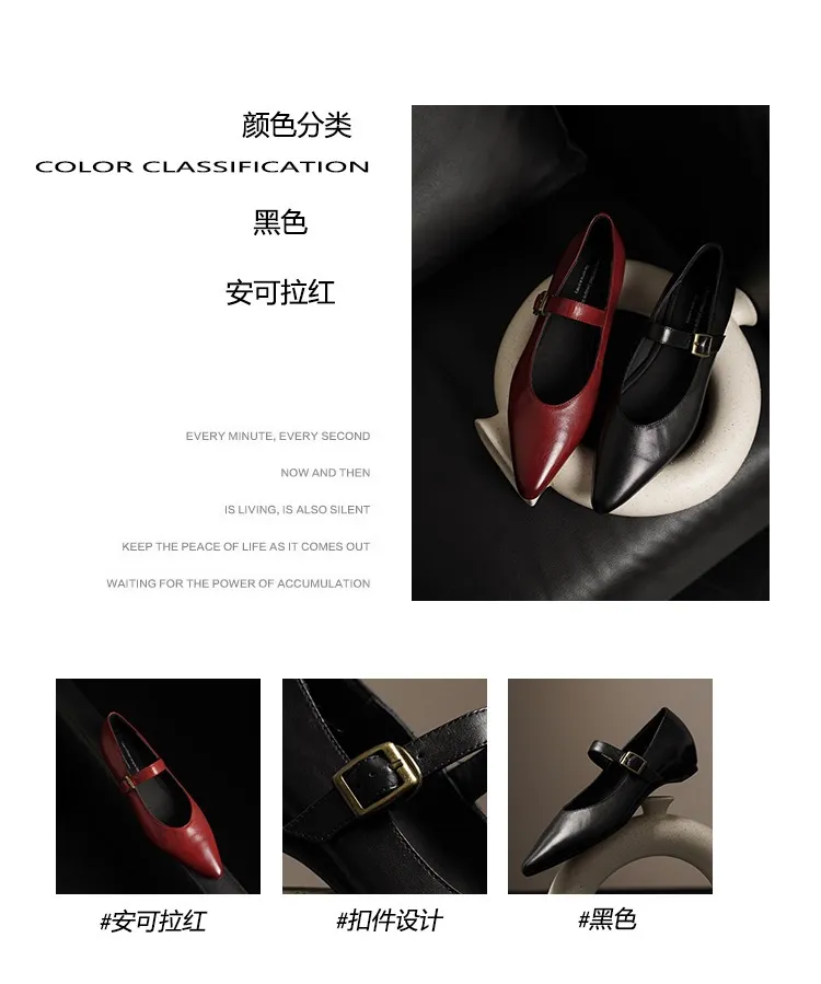 Supports encrypted ordering. ZMANZ Spring/Summer Single Shoes Pointed Toe Buckle Wedge Heel Leather Fashion Women's Shoes