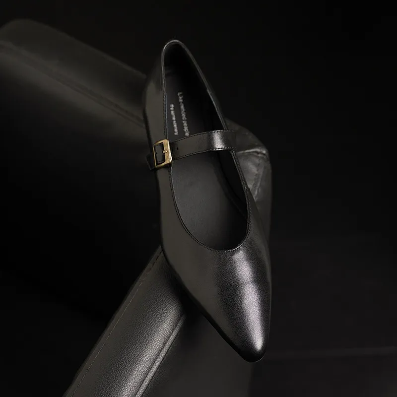Supports encrypted ordering. ZMANZ Spring/Summer Single Shoes Pointed Toe Buckle Wedge Heel Leather Fashion Women's Shoes