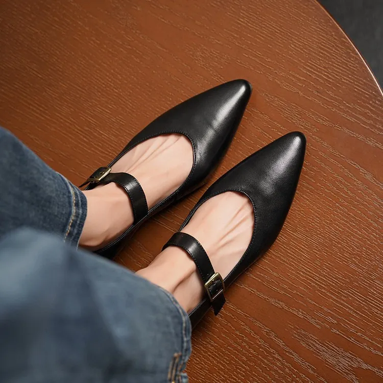 Supports encrypted ordering. ZMANZ Spring/Summer Single Shoes Pointed Toe Buckle Wedge Heel Leather Fashion Women's Shoes