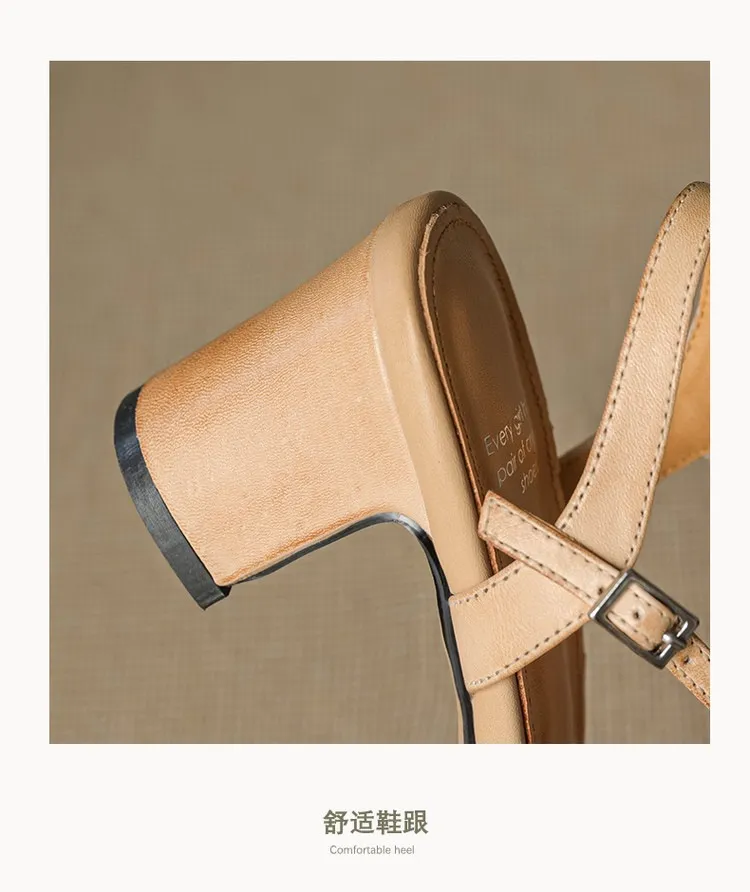 Supports encrypted ordering. Spring/Summer sandals, square toe, chunky heel, high heel, buckle, cowhide fashion women's shoes.