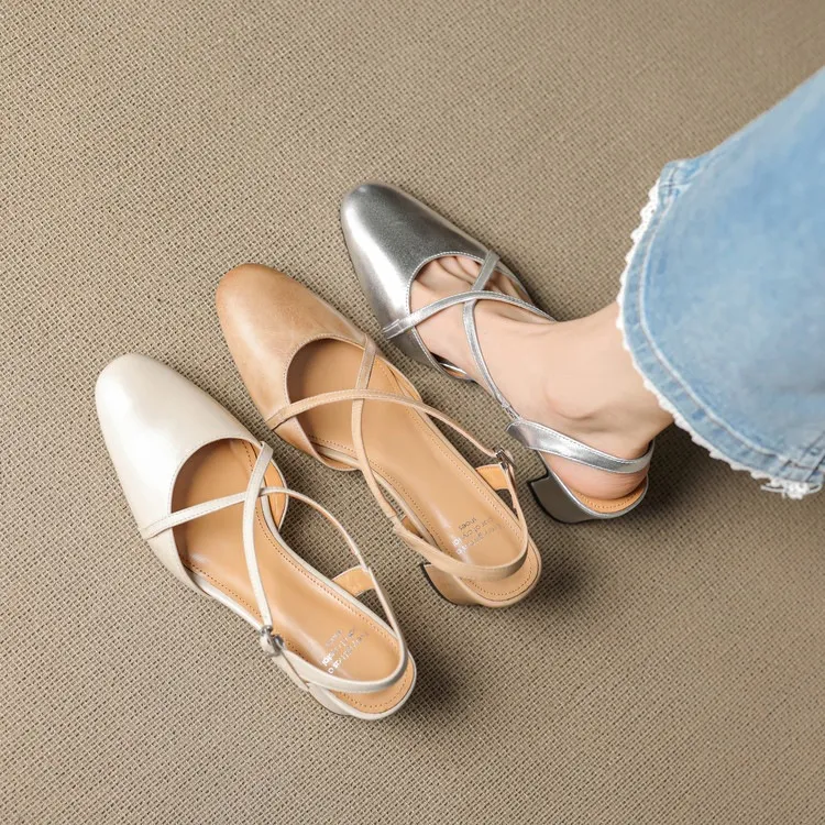 Supports encrypted ordering. Spring/Summer sandals, square toe, chunky heel, high heel, buckle, cowhide fashion women's shoes.
