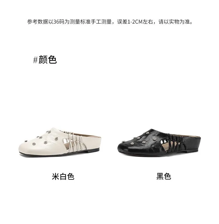Fashionable floral buckle half-length slipper sandals, summer style half-closed toe single shoes, women's shoes, outdoor wear, wedge heel casual slippers