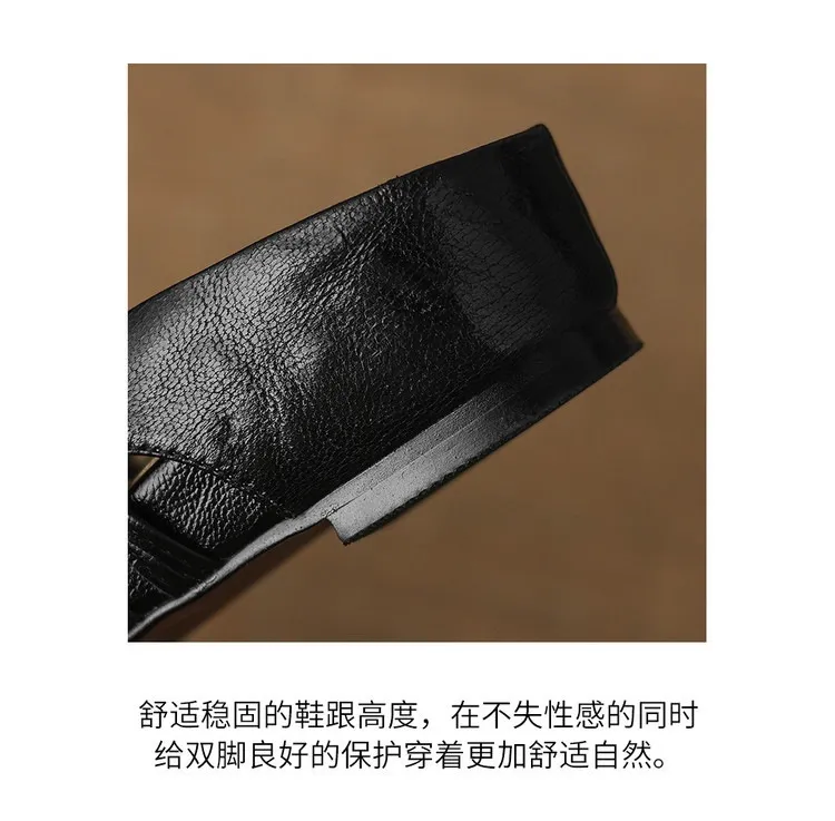 Fashionable floral buckle half-length slipper sandals, summer style half-closed toe single shoes, women's shoes, outdoor wear, wedge heel casual slippers