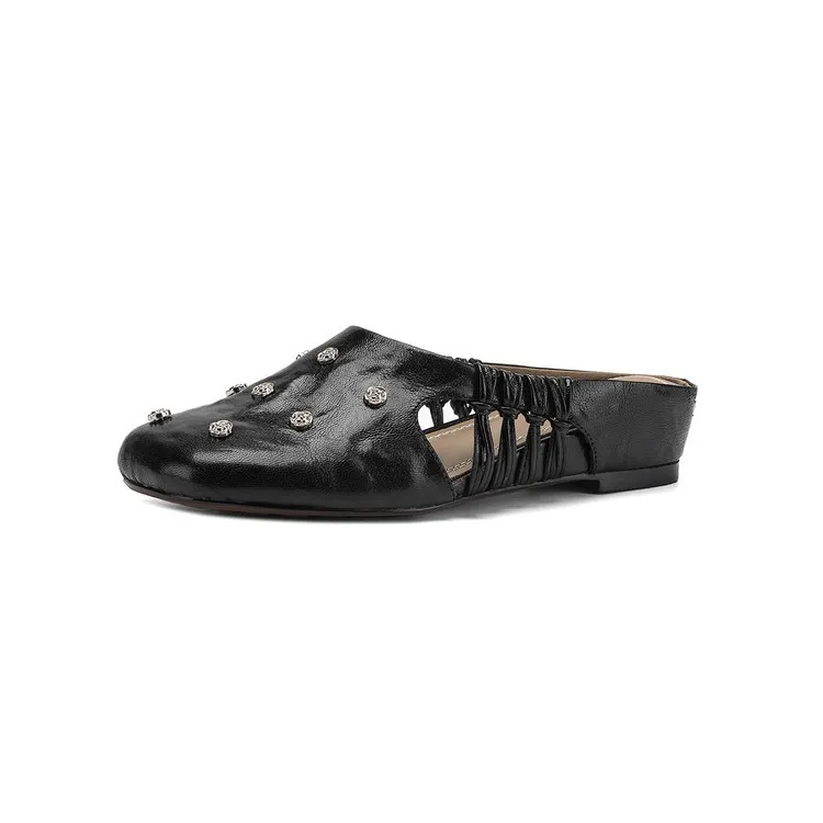 Fashionable floral buckle half-length slipper sandals, summer style half-closed toe single shoes, women's shoes, outdoor wear, wedge heel casual slippers
