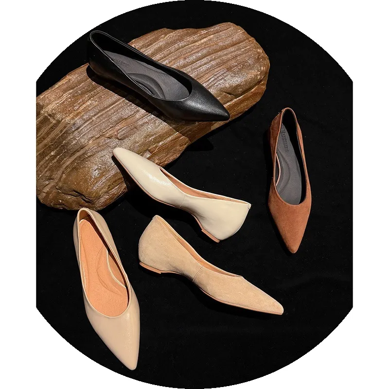 Supports encrypted ordering. Manzi Fashion Casual Single Shoes, Spring Pointed Toe Wedge Heel Low-Cut Fashion