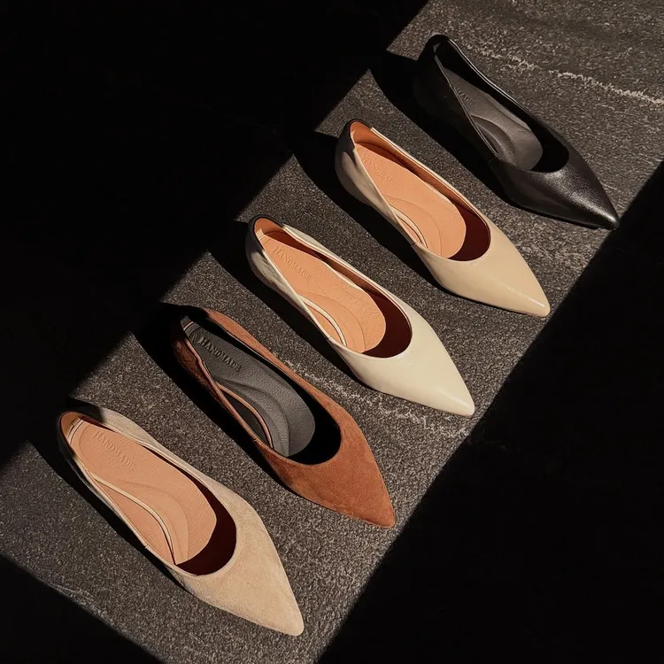 Supports encrypted ordering. Manzi Fashion Casual Single Shoes, Spring Pointed Toe Wedge Heel Low-Cut Fashion