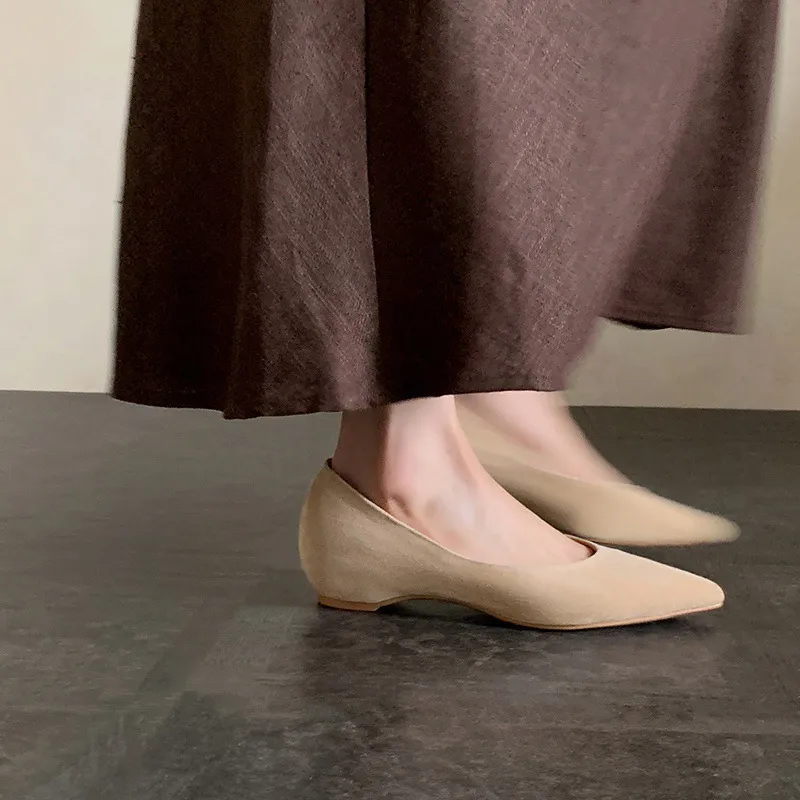 Supports encrypted ordering. Manzi Fashion Casual Single Shoes, Spring Pointed Toe Wedge Heel Low-Cut Fashion