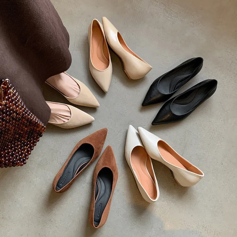 Supports encrypted ordering. Manzi Fashion Casual Single Shoes, Spring Pointed Toe Wedge Heel Low-Cut Fashion