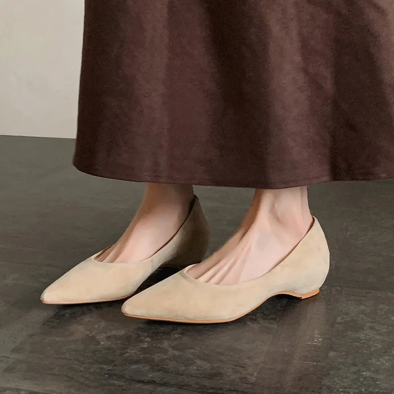 Supports encrypted ordering. Manzi Fashion Casual Single Shoes, Spring Pointed Toe Wedge Heel Low-Cut Fashion