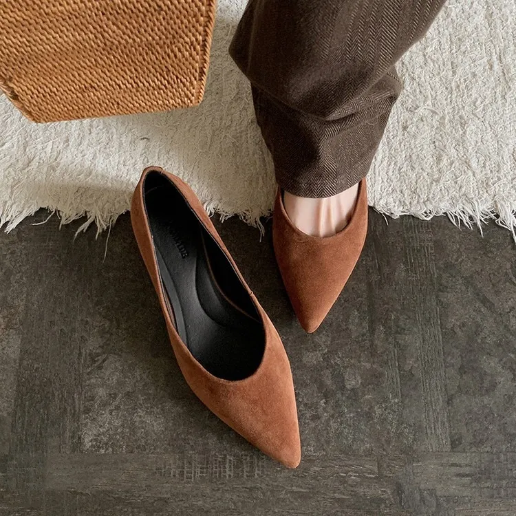 Supports encrypted ordering. Manzi Fashion Casual Single Shoes, Spring Pointed Toe Wedge Heel Low-Cut Fashion