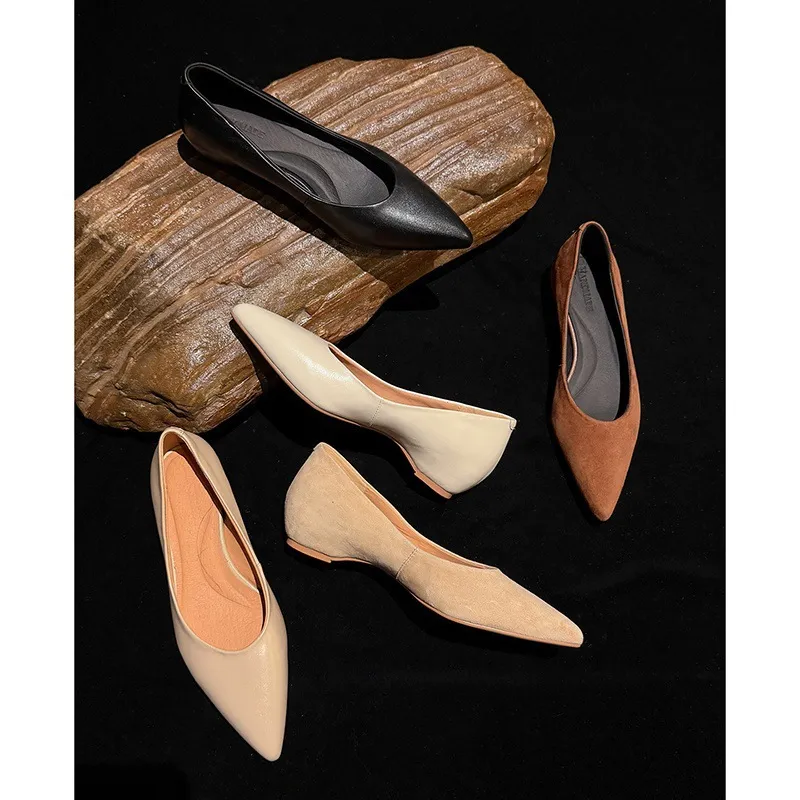 Supports encrypted ordering. Manzi Fashion Casual Single Shoes, Spring Pointed Toe Wedge Heel Low-Cut Fashion