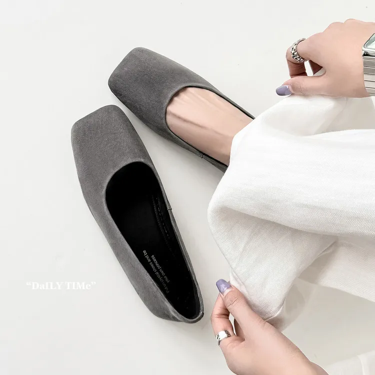 Spring flat shoes, square toe, low-cut, French polka dot fashion sheepskin women's shoes, 4-29p