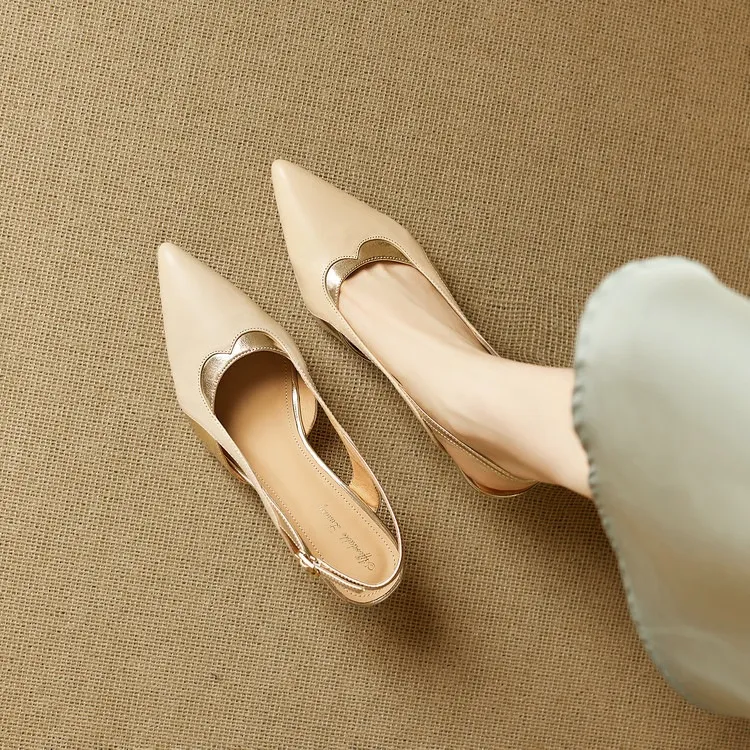 Stylish 3-color trendy summer sandals with pointed toe and chunky heel, fashionable and elegant cowhide women's shoes