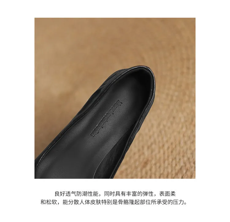 Spring and autumn slip-on stiletto heels, slimming, all-grain sheepskin, pointed toe, kitten heel, elegant single shoes.
