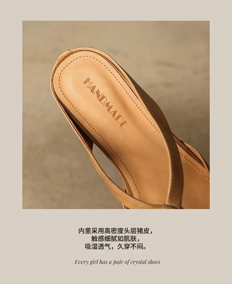 Supports zip-lock summer comfortable soft cowhide fashionable wedge sandals with retro style women's shoes