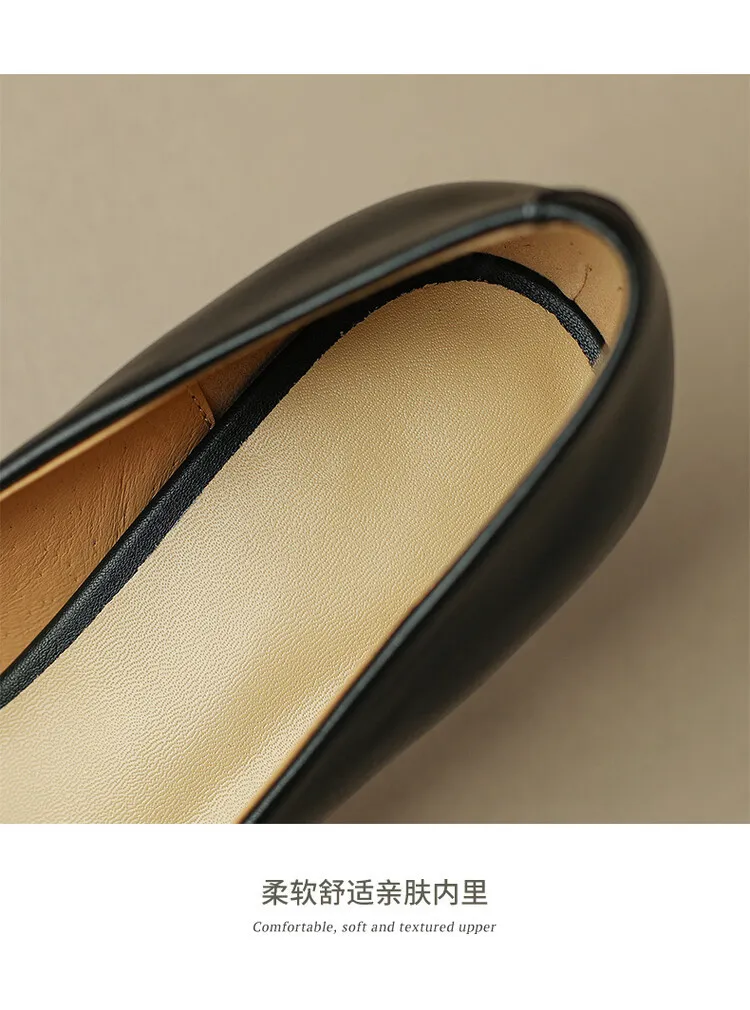 2023 Spring/Autumn French Retro Pointed Toe Shoes Women's Stiletto Heels Low-Cut Leather Korean Style Fashion Women's Shoes 12-7u