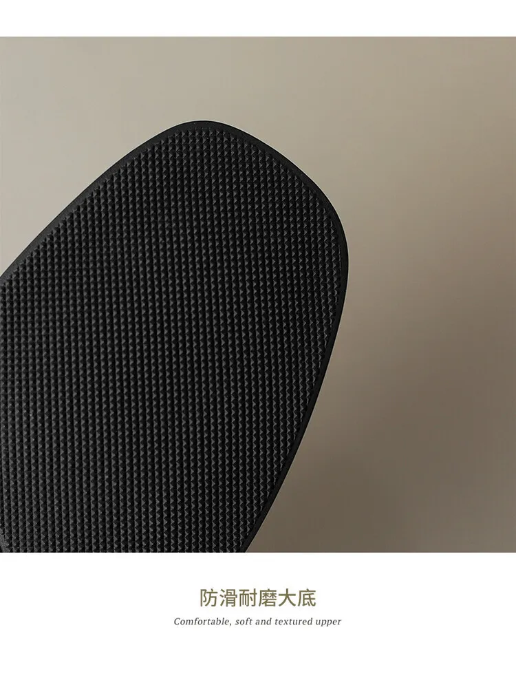 2023 Spring Round Toe Slip-on Flats, Leather Chunky Heel, Mid-Heel, Off-White, Black, Brown Fashion Women's Shoes 2-13p