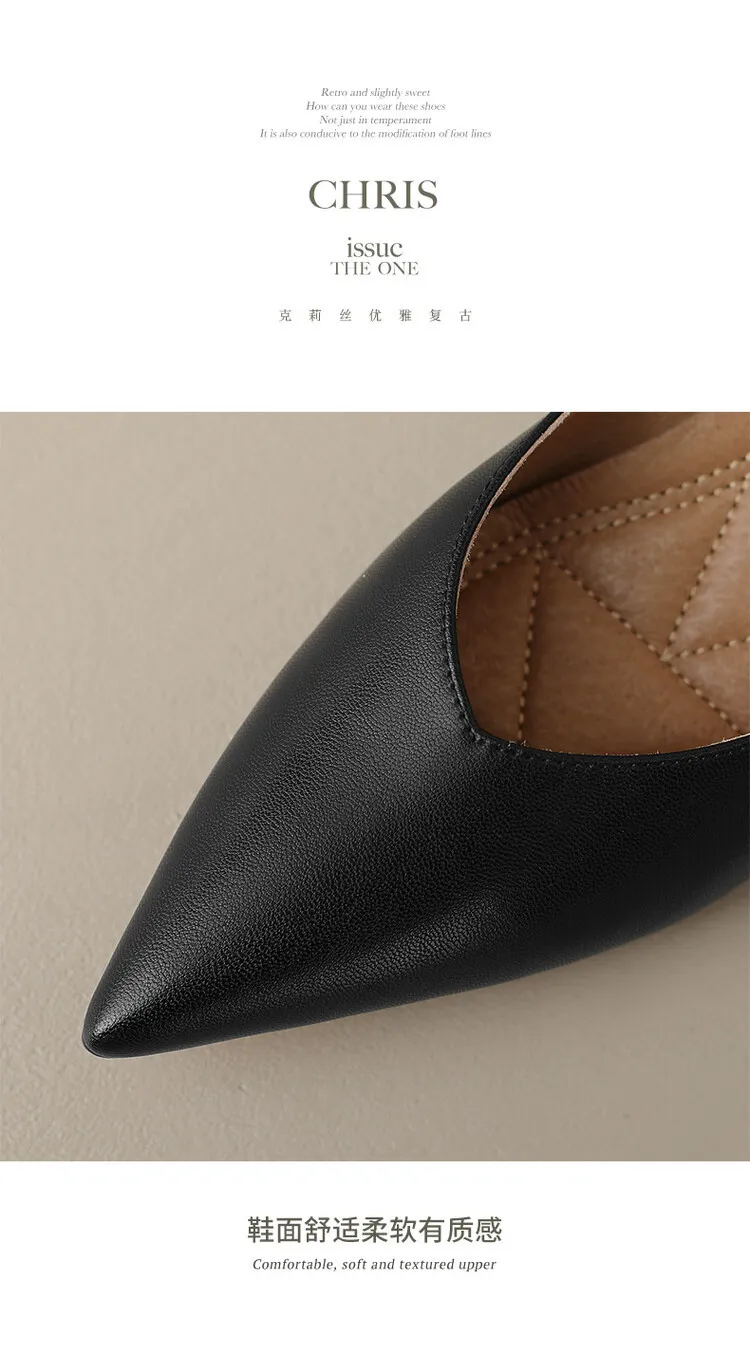 Apricot and black sheepskin plus size fashion women's shoes, spring and autumn style, pointed toe, low mouth, stiletto heel, single shoes, 2-18n