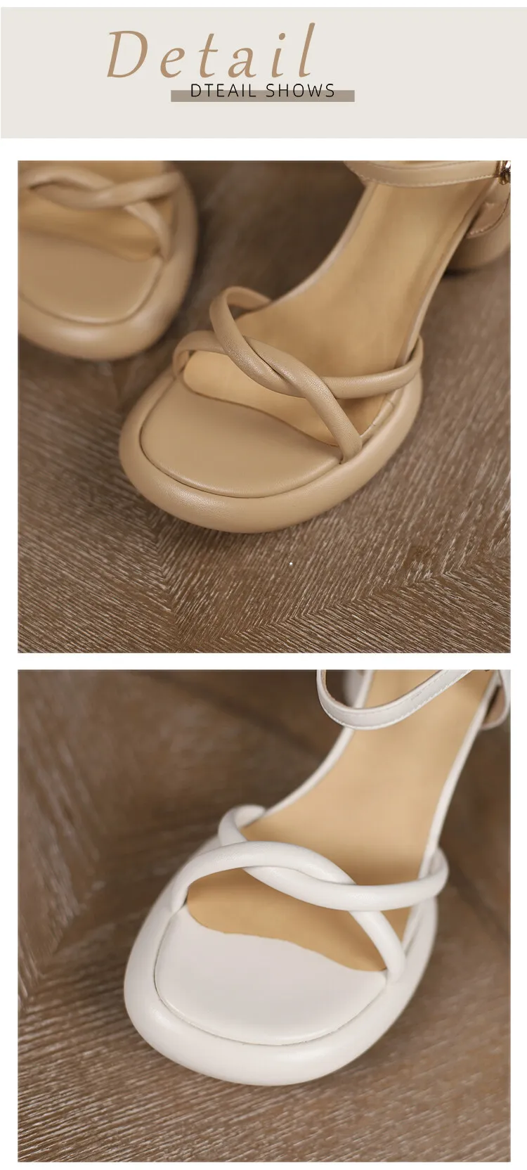 Summer round-toe high-heeled column-heel buckle comfortable sandals, fashionable studded slippers, waterproof platform women's shoes 3-3L