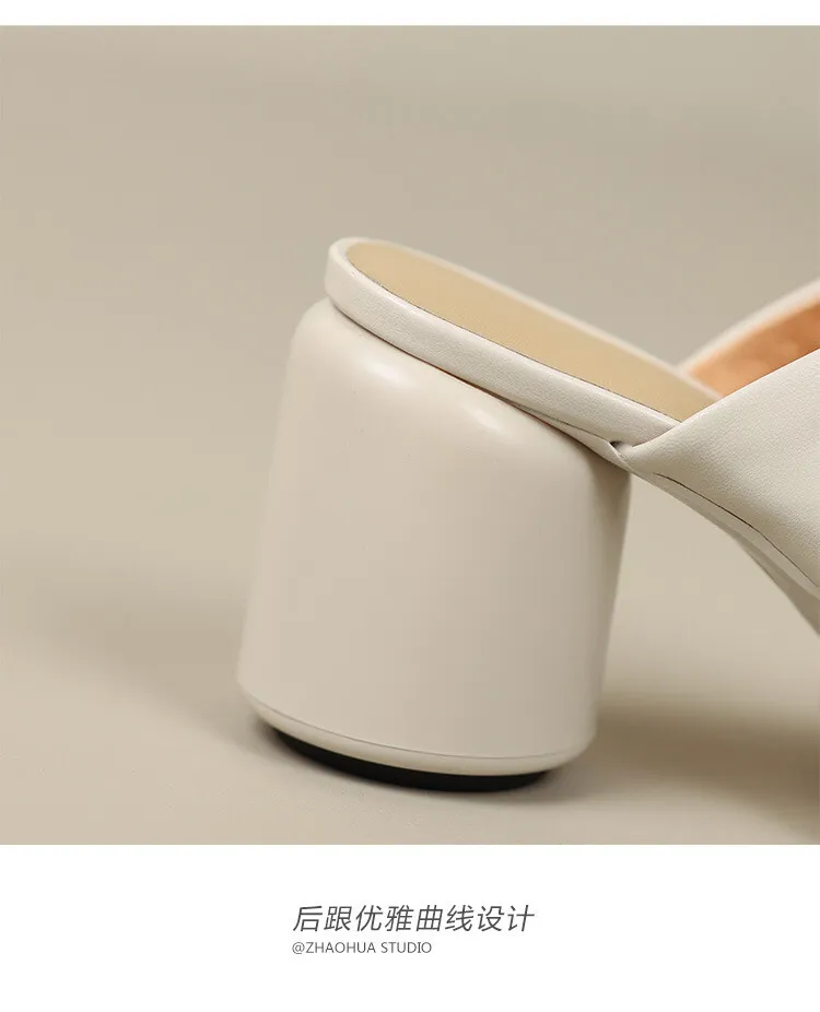 Summer round-toe high-heeled column-heel buckle comfortable sandals, fashionable studded slippers, waterproof platform women's shoes 3-3L