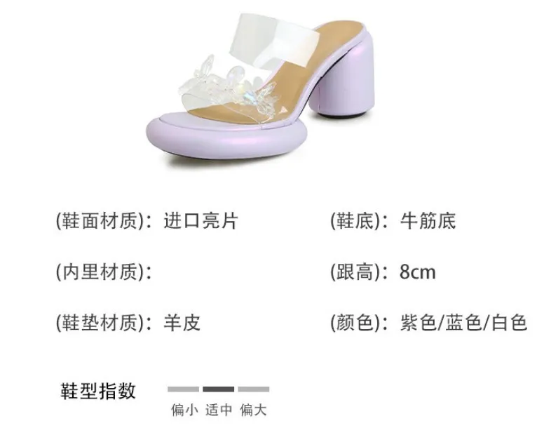 Summer round-toe high-heeled column-heel buckle comfortable sandals, fashionable studded slippers, waterproof platform women's shoes 3-3L