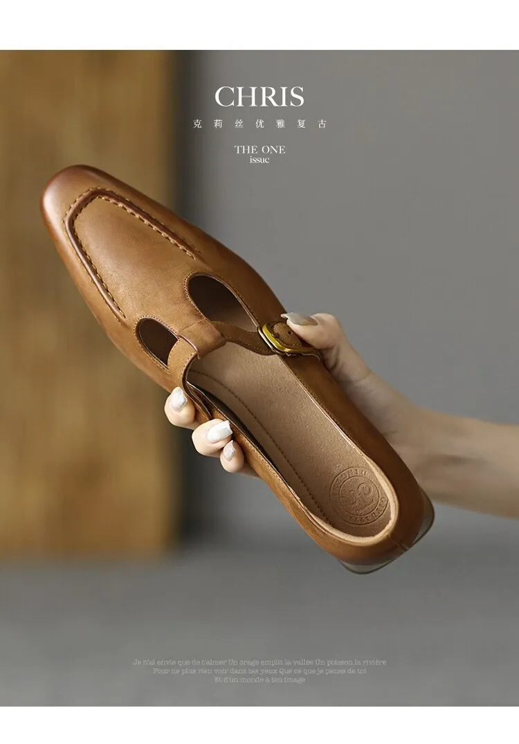 Fashionable spring and autumn chunky heeled high heels with square toe buckle slip-on shoes, sizes 34-42, comfortable women's shoes, 3-14f.