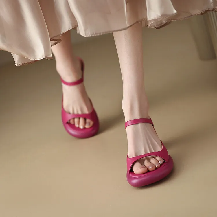 Summer chunky heeled high-heeled round-toe simple sandals, yellow and black cowhide, comfortable, can be worn as outerwear, slippers, 3-14r
