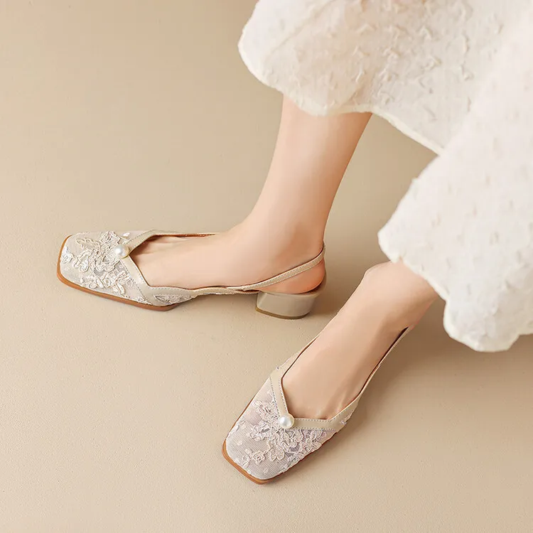 Fashionable summer mesh closed-toe sandals in black and apricot colors, best-selling square-toe chunky heel high heels for women, 3-19g