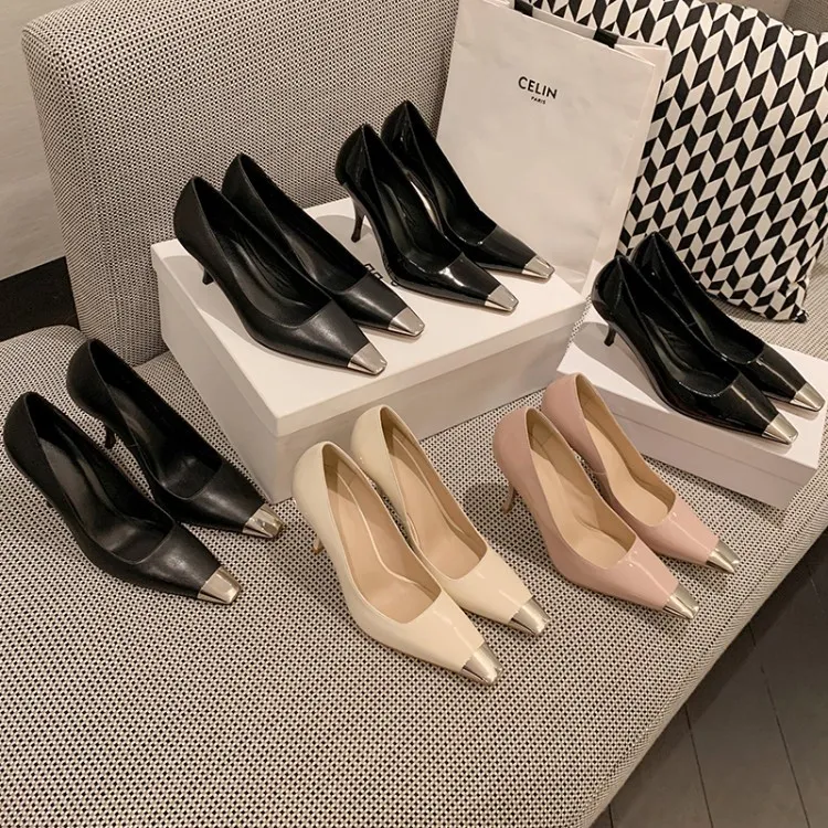 2023 Spring Slim-fit, Iron-Toe Stiletto Fashion High Heels, Two Heel Heels, Small Square Toe, Hot Selling Women's Shoes, Sizes 3-22m