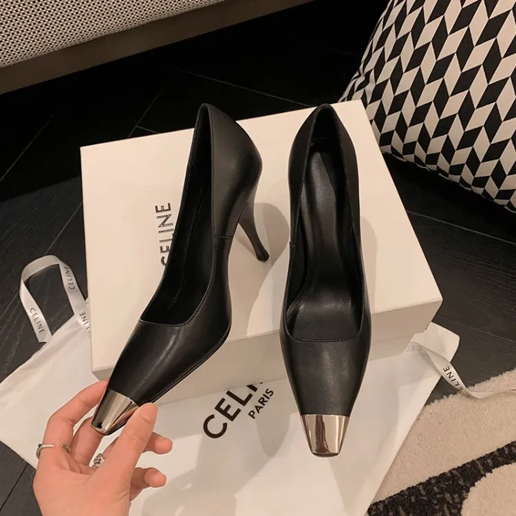 2023 Spring Slim-fit, Iron-Toe Stiletto Fashion High Heels, Two Heel Heels, Small Square Toe, Hot Selling Women's Shoes, Sizes 3-22m