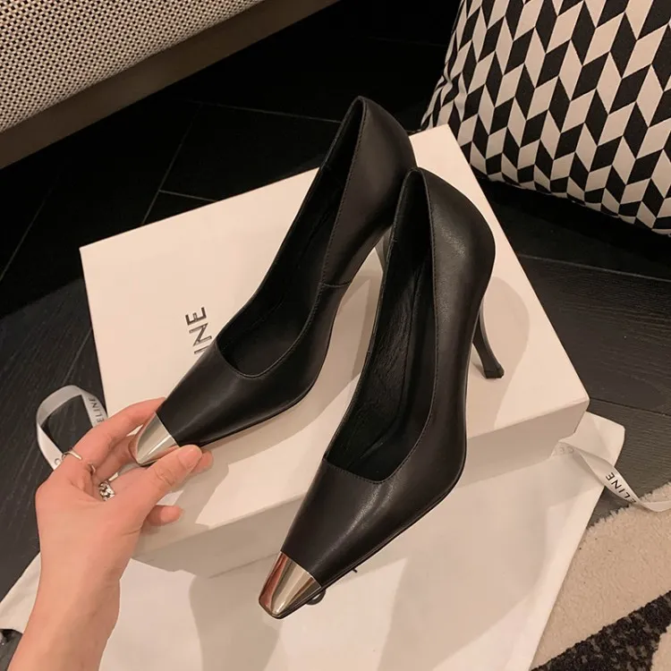 2023 Spring Slim-fit, Iron-Toe Stiletto Fashion High Heels, Two Heel Heels, Small Square Toe, Hot Selling Women's Shoes, Sizes 3-22m