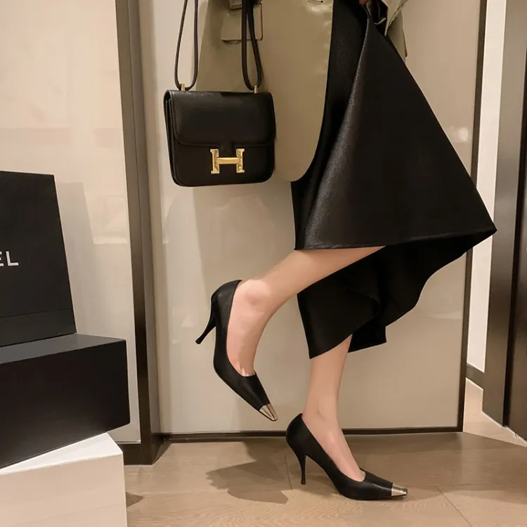 2023 Spring Slim-fit, Iron-Toe Stiletto Fashion High Heels, Two Heel Heels, Small Square Toe, Hot Selling Women's Shoes, Sizes 3-22m