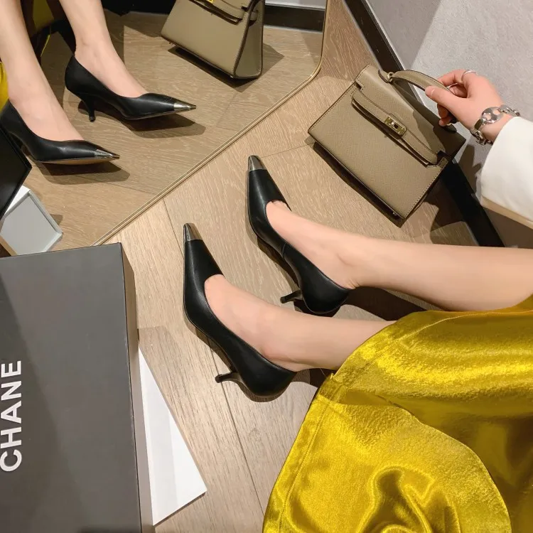 2023 Spring Slim-fit, Iron-Toe Stiletto Fashion High Heels, Two Heel Heels, Small Square Toe, Hot Selling Women's Shoes, Sizes 3-22m