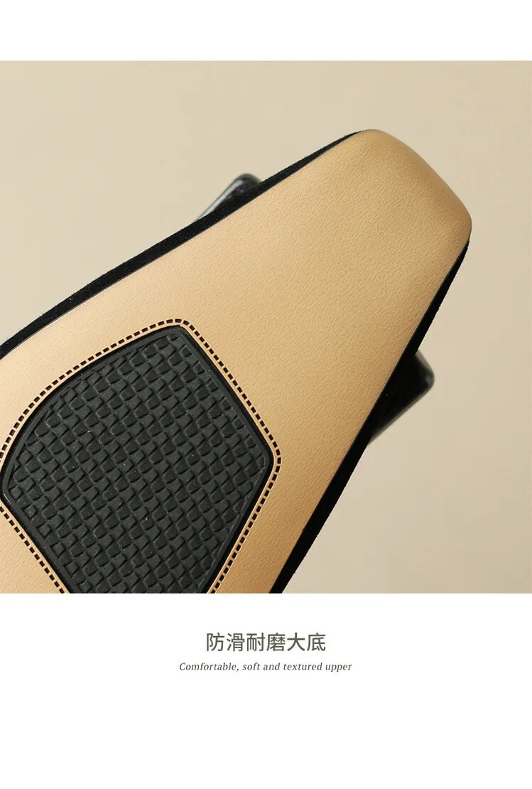 2023 Spring/Summer Square Buckle Low Heel Square Toe Slip-on Korean Style Sweet Women's Shoes 3-29s