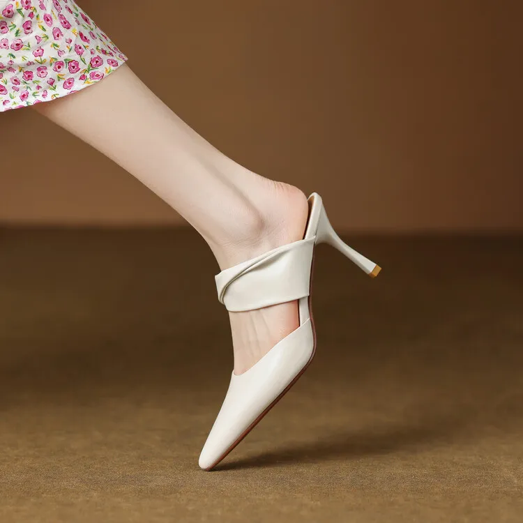 2023 Spring/Summer Pointed-Toe Rhinestone Closed-Toe Sandals, Elegant High Heels, French Chic Women's Shoes 4-13f