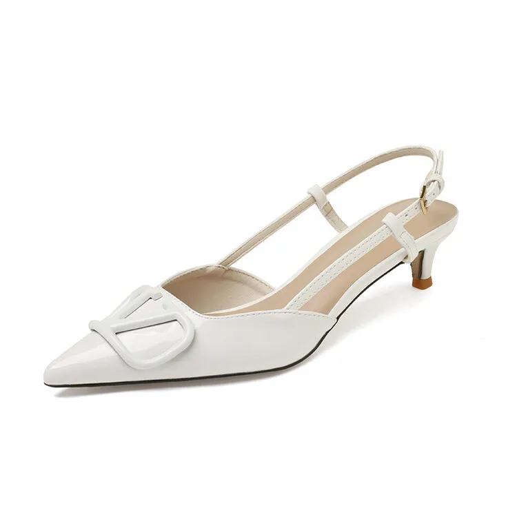 Pointed-toe V-buckle stiletto heel 4/6cm high women's shoes, fashionable backless closed-toe sandals, trendy and versatile fashion shoes 4-17f